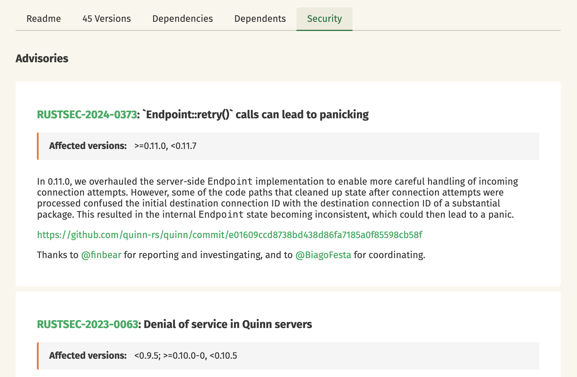Security Tab Screenshot