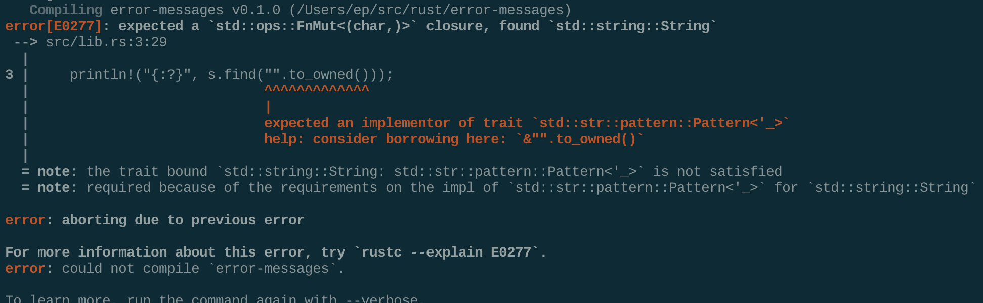 A terminal screenshot of the 1.43.0 error message.